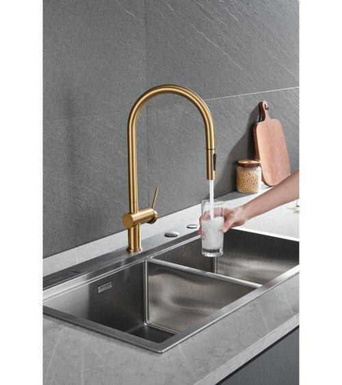 Grifo de cocina  BERNA oro cepillado