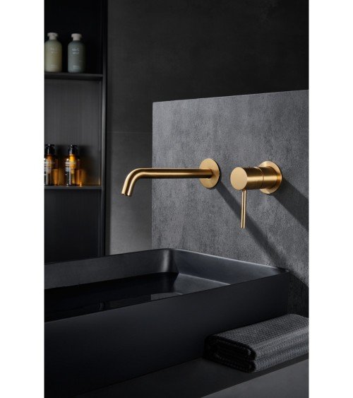 Monomando lavabo empotrado Monza oro cepillado
