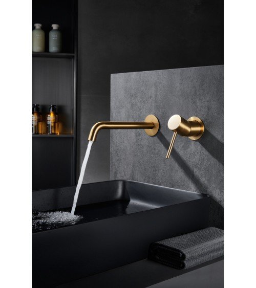 Monomando lavabo empotrado Monza oro cepillado