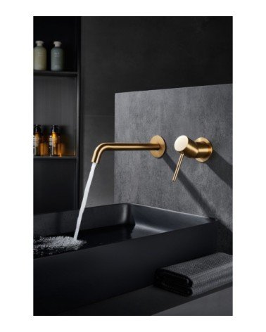 Monomando lavabo empotrado Monza oro cepillado