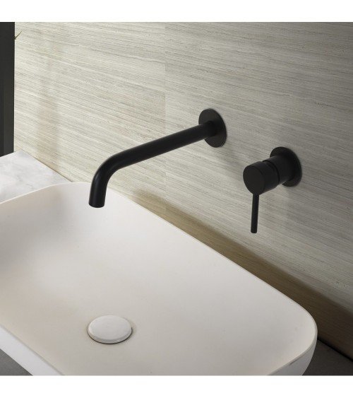 Monomando lavabo empotrado  Etna negro mate