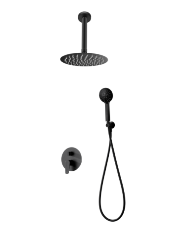 Conjunto de ducha empotrado monomando  Bruselas negro mate