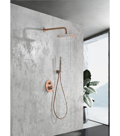 Conjunto ducha monomando empotrado Monza oro rosa cepillado
