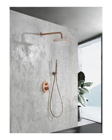 Conjunto ducha monomando empotrado Monza oro rosa cepillado