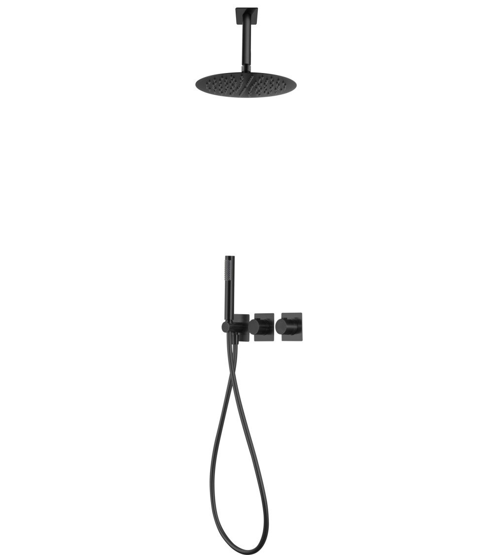 Conjunto ducha termostatico empotrado Nepal negro