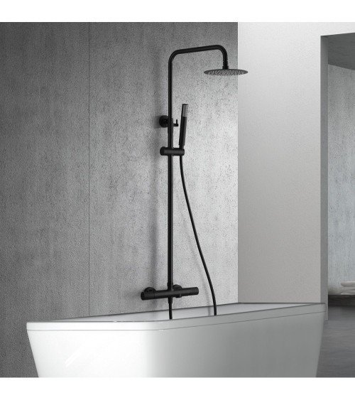 Conjunto de bañera termostático  Line negro mate